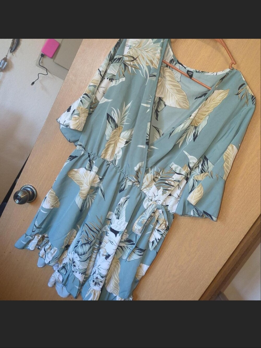 Floral Romper in Seafoam Green Shein